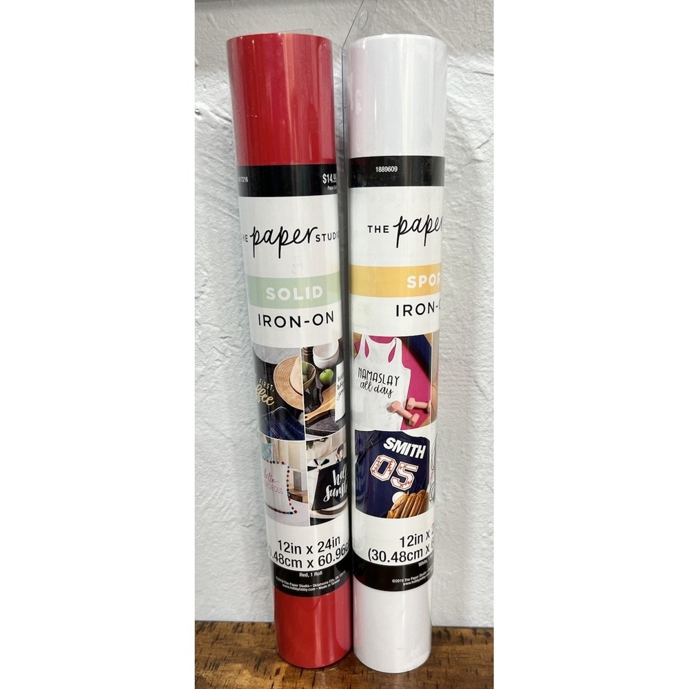 The Paper Studio Iron-On Rolls 12in x 24in Solid Red &‎ Sport White